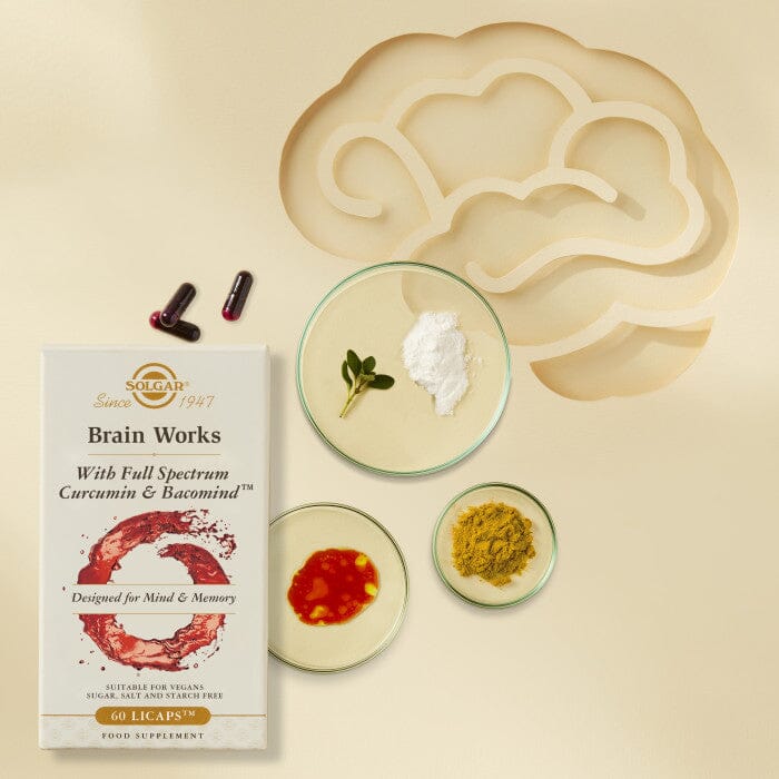 Brain Works with Full Spectrum Curcumin & BacoMind Solgar