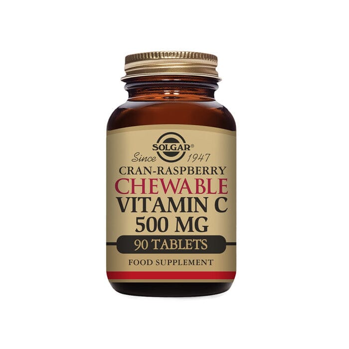Chewable Vitamin C 500 mg Natural Cran- Raspberry Flavour Chewable Tablets- Pack of 90 Solgar