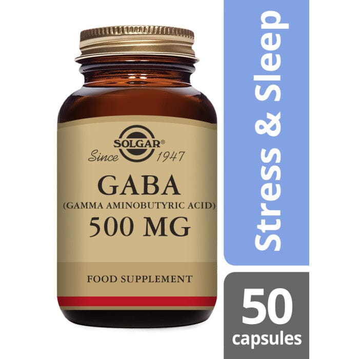 GABA (Gamma Aminobutyric Acid) 500 mg Vegatbale Capsules - Pack of 50 Solgar