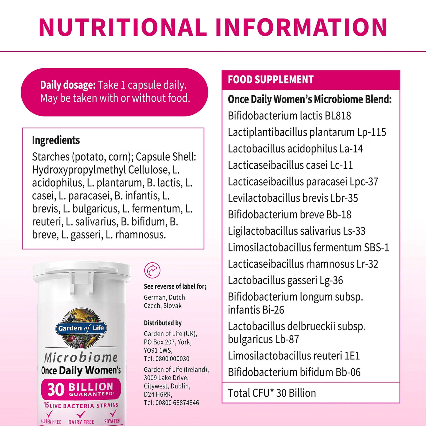 Garden of Life Microbiome Once Daily Women's 30 Capsules Garden of Life