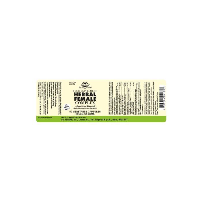 Herbal Female Complex Vegetable Capsules - Pack of 50 Solgar