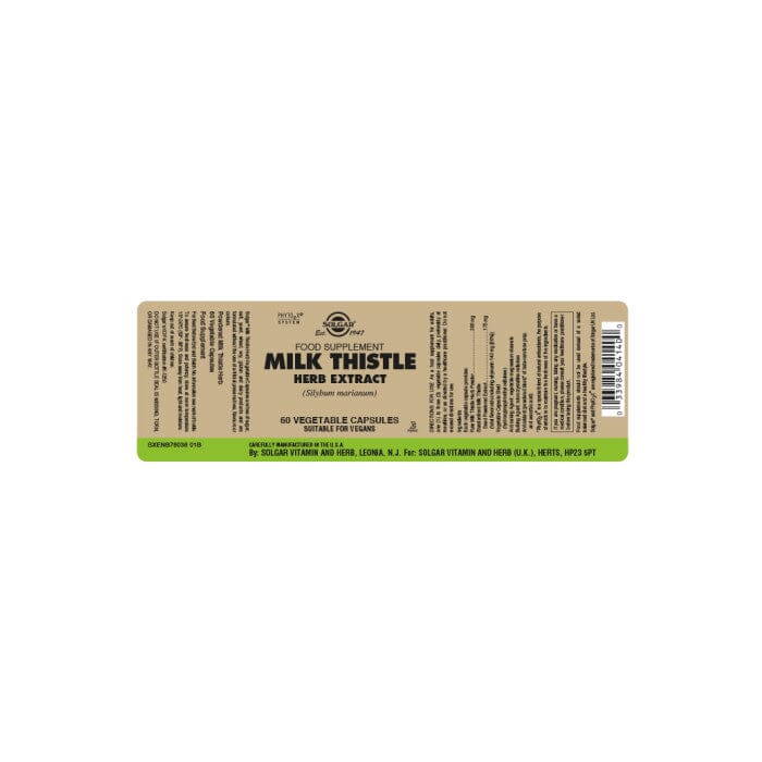 Milk Thistle Herb Extract Vegetable Capsules - Pack of 60 Solgar