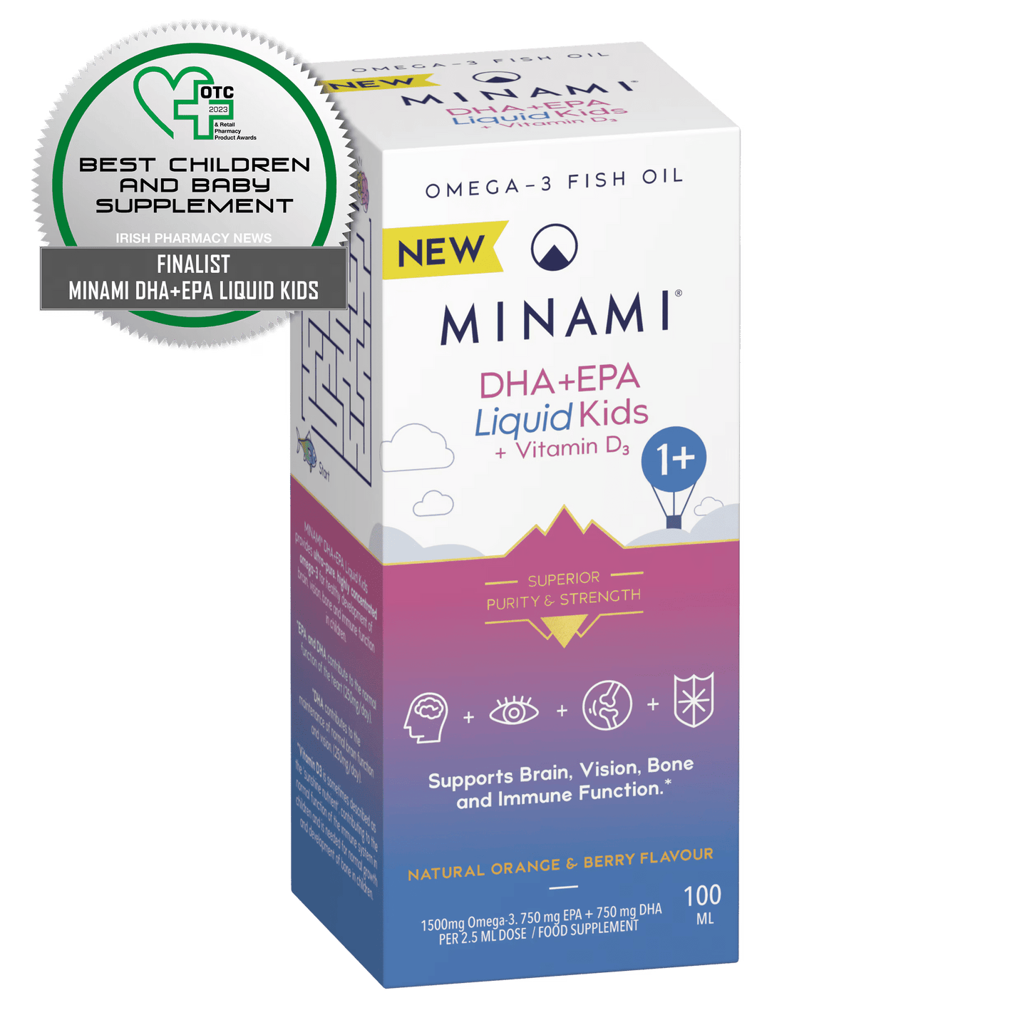 Minami EPA+DHA Kids Liquid 1+Years Omega 3 + Vitamin D3 - 100 ml Minami