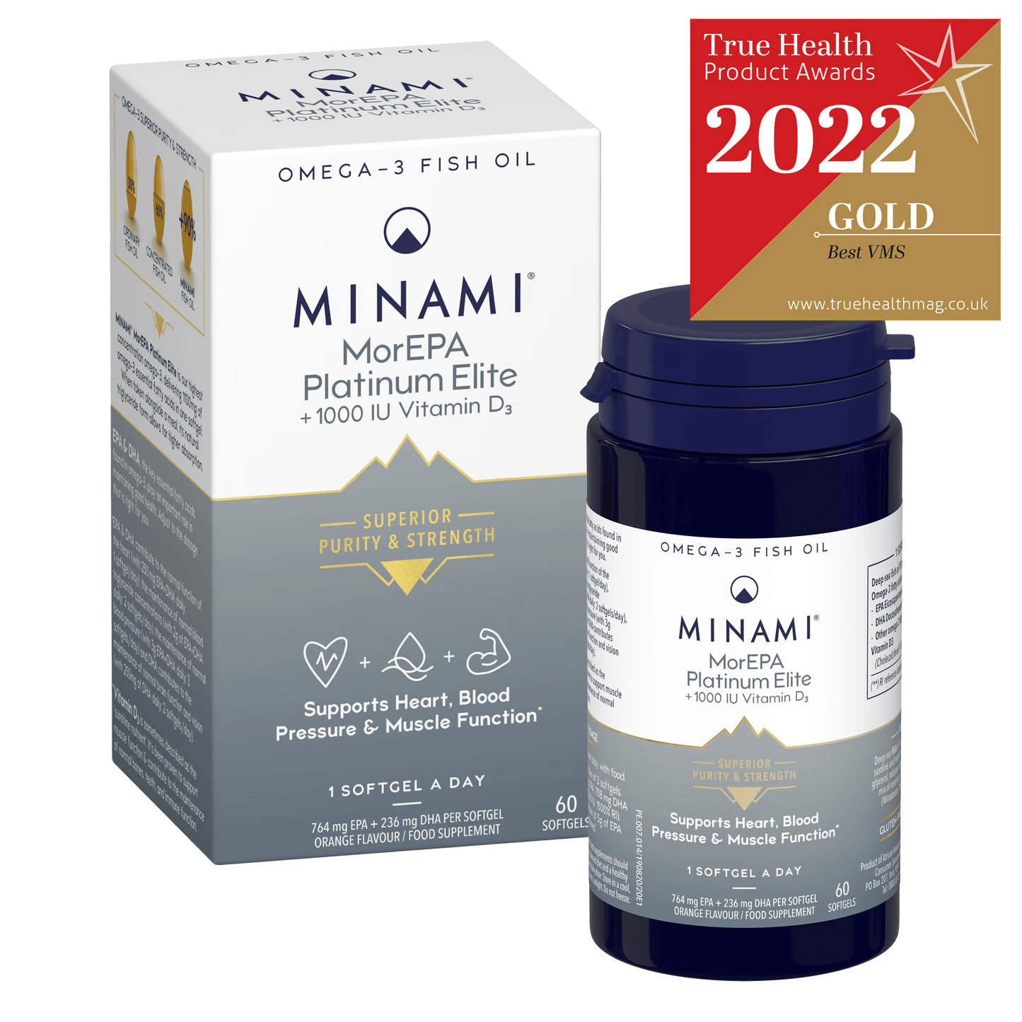Minami MorEPA Platinum Elite + 1000Iu Vitamin D3 - 60 Softgels Minami