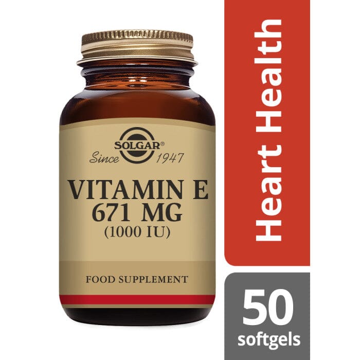 Natural Source Vitamin E 671 mg (1000 IU) Vegetable Softgels - Pack of 50 Solgar