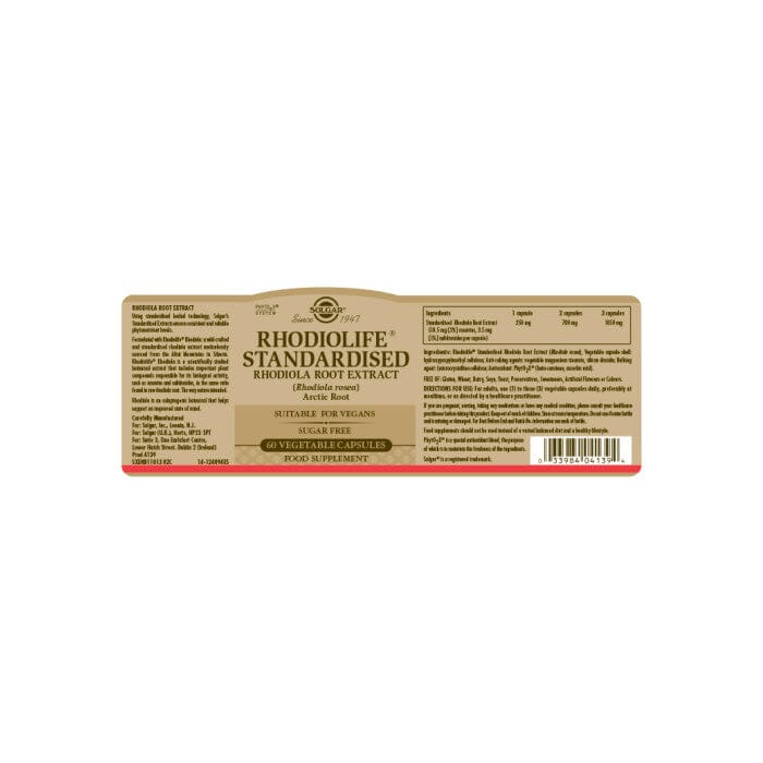 SFP Standardised Rhodiolife Rhodiola Root Extract Vegetable Capsules - Pack of 60 Solgar