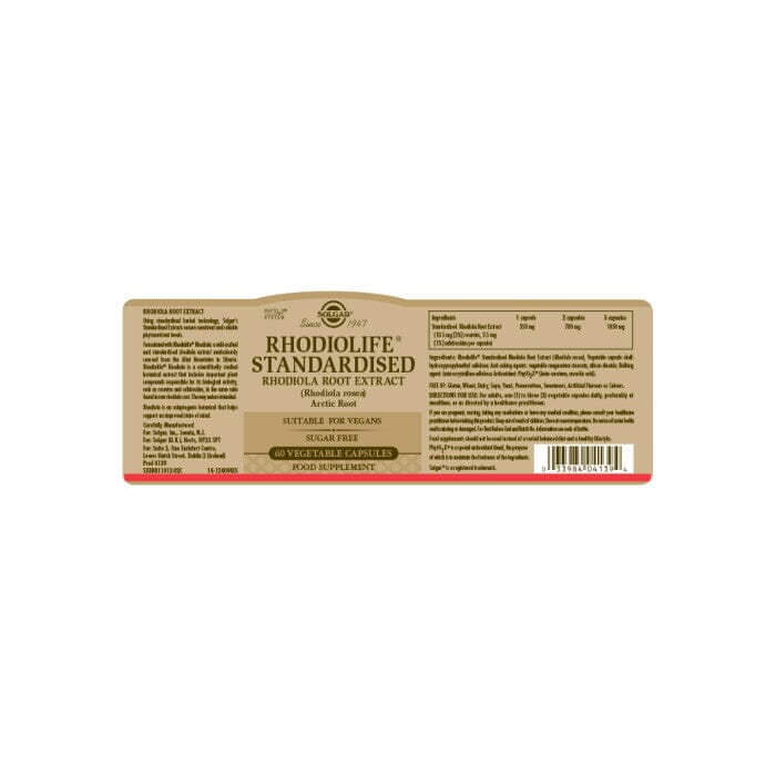 SFP Standardised Rhodiolife Rhodiola Root Extract Vegetable Capsules - Pack of 60 Solgar