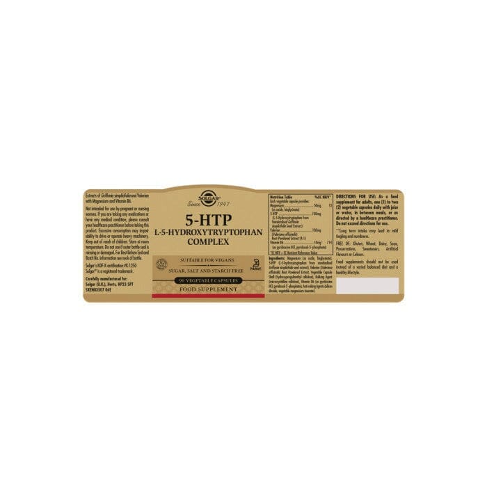 Solgar® 5-HTP L-5-Hydroxytryptophan Complex Vegetable Capsules - Pack of 90 Solgar