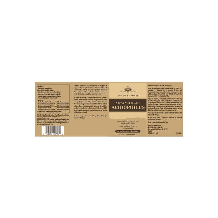 Solgar® Advanced 40+ Acidophilus Vegetable Capsules - Pack of 60 Solgar