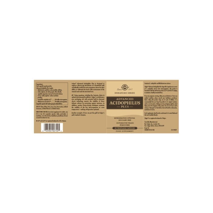 Solgar® Advanced Acidophilus Plus Vegetable Capsules - Pack of 60 Solgar