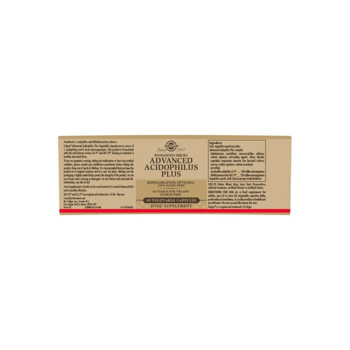 Solgar® Advanced Acidophilus Plus Vegetable Capsules - Pack of 60 Solgar