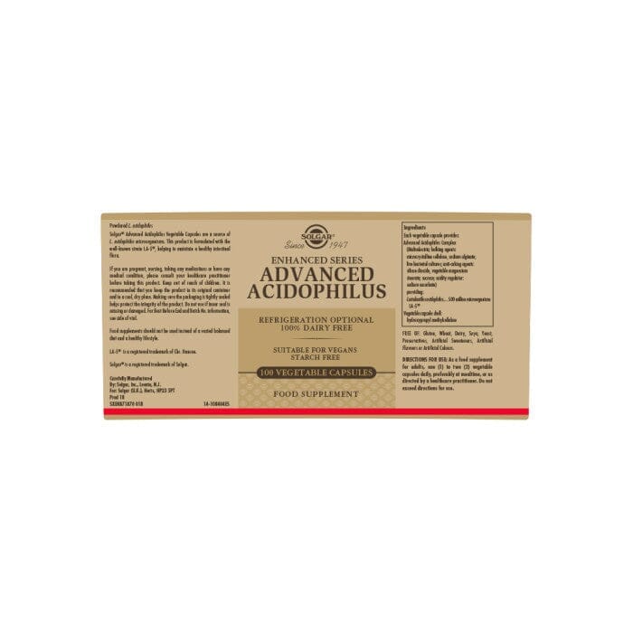 Solgar® Advanced Acidophilus Vegetable Capsules - Pack of 100 Solgar