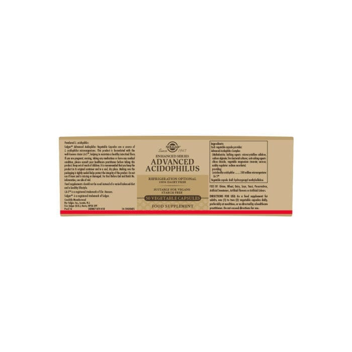 Solgar® Advanced Acidophilus Vegetable Capsules - Pack of 50 Solgar