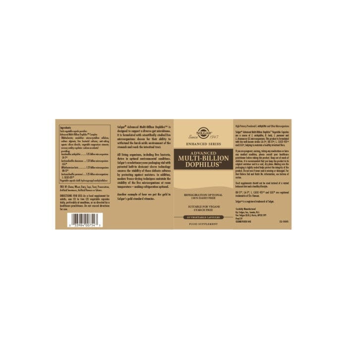 Solgar® Advanced Multi-Billion Dophilus Vegetable Capsules - Pack of 60 Solgar