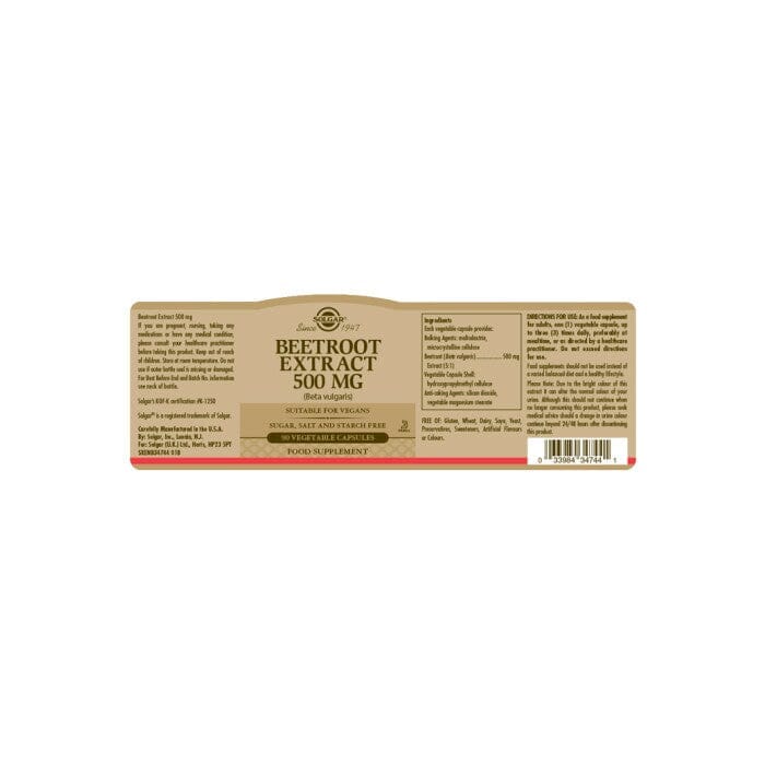 Solgar® Beetroot Extract 500 mg Vegetable Capsules - Pack of 90 Solgar