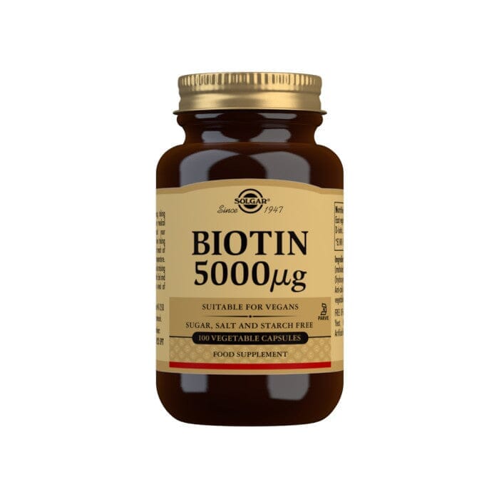 Solgar® Biotin 5000 μg Vegetable Capsules - Pack of 100 Solgar