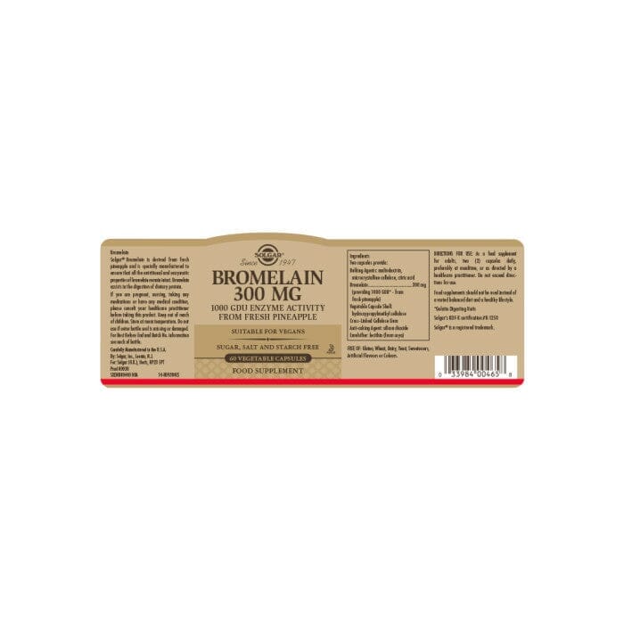 Solgar® Bromelain 300 mg Capsules - Pack of 60 Solgar