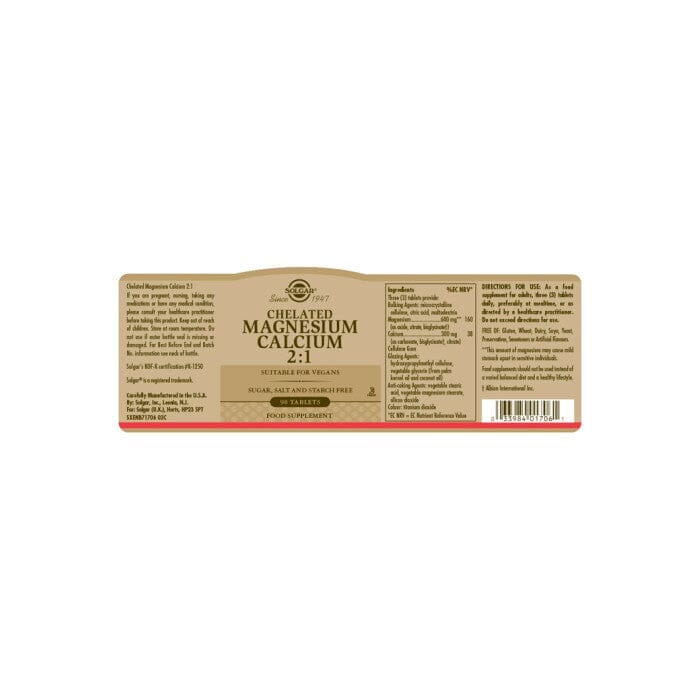 Solgar® Chelated Magnesium Calcium 2:1 Tablets - Pack of 90 Solgar