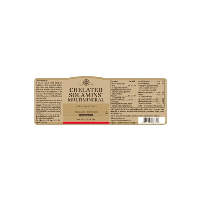 Solgar® Chelated Solamins Multimineral Tablets - Pack of 180 Solgar
