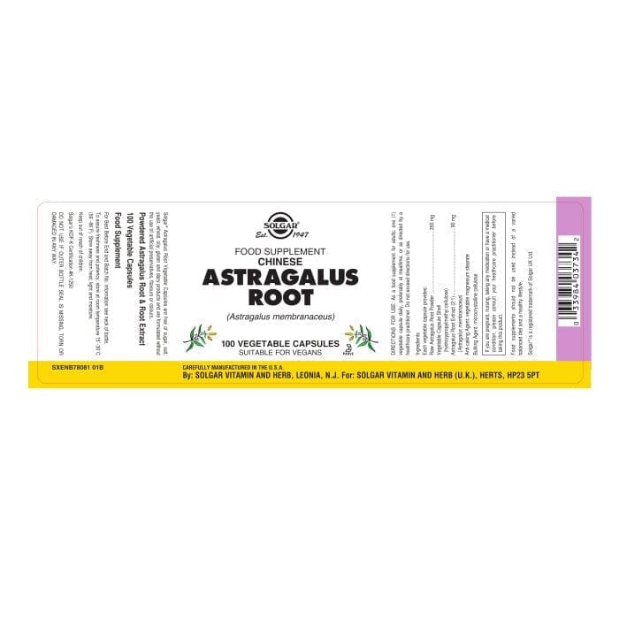 Solgar® Chinese Astragalus Root Vegetable Capsules - Pack of 100 Solgar