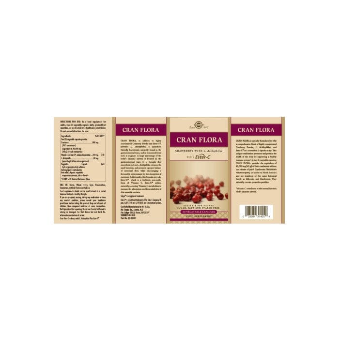 Solgar® Cran Flora Cranberry Vegetable Capsules - Pack of 60 Solgar