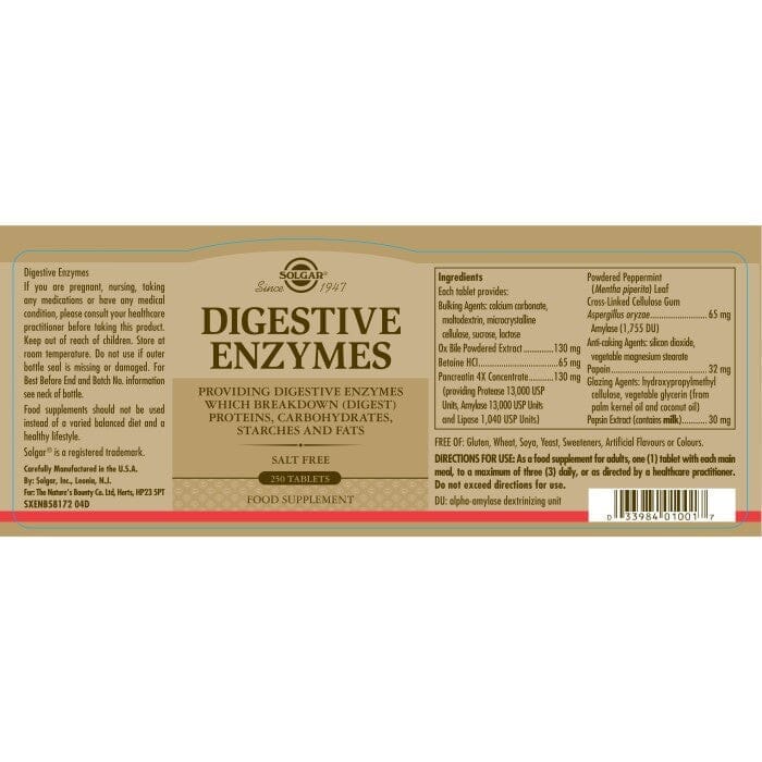 Solgar® Digestive Enzymes Tablets - Pack of 250 Solgar