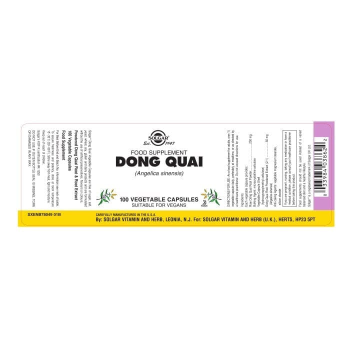 Solgar® Dong Quai Vegetable Capsules - Pack of 100 Solgar