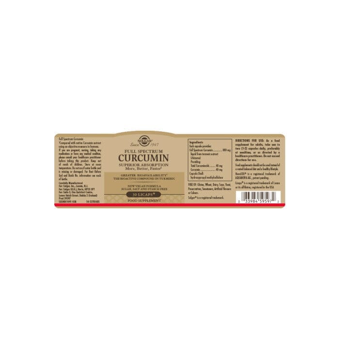 Solgar® Full Spectrum Curcumin Softgels - Pack of 30 Solgar