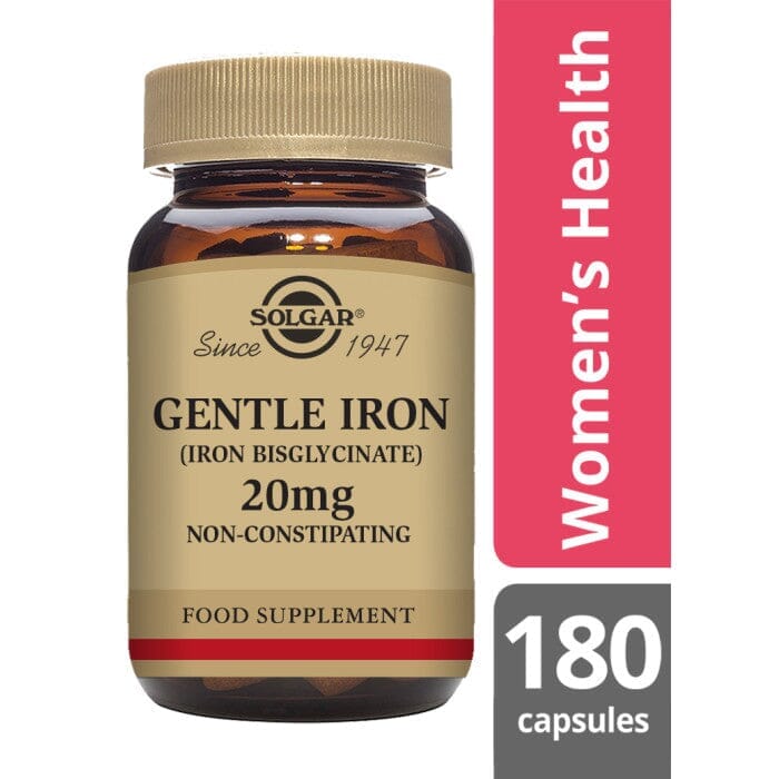 Solgar® Gentle Iron (Iron Bisglycinate) 20 mg Vegetable Capsules - Pack of 180 Solgar