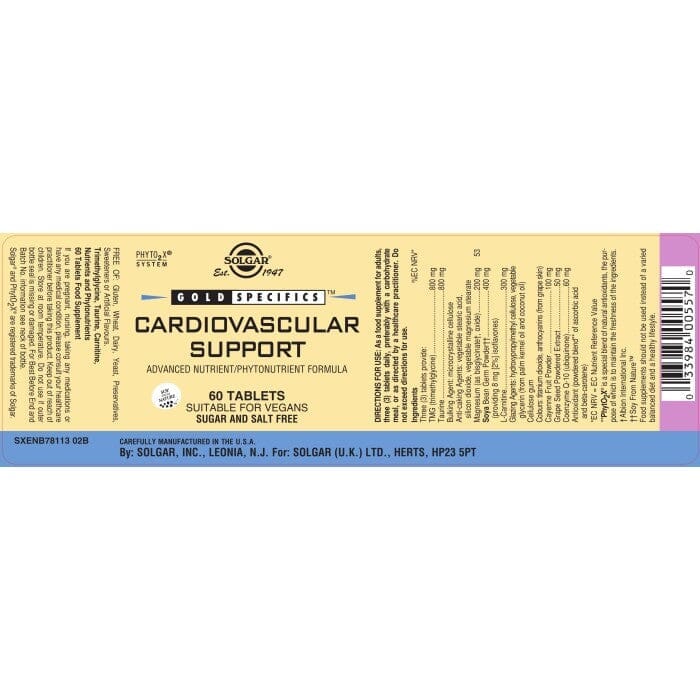 Solgar® Gold Specifics Cardiovascular Support Tablets - Pack of 60 Solgar