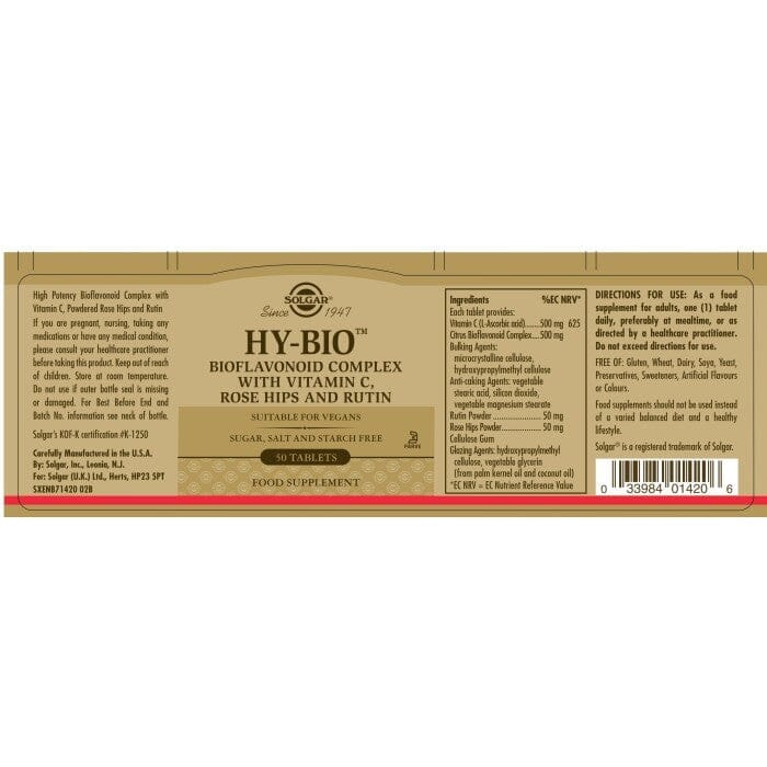 Solgar® Hy-Bio Bioflavonoid Complex Tablets - Pack of 50 Solgar