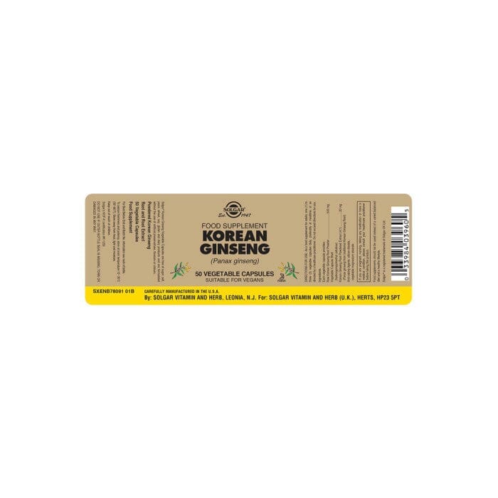 Solgar® Korean Ginseng Vegetable Capsules - Pack of 50 Solgar