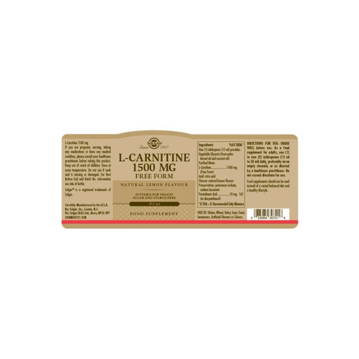Solgar® L-Carnitine 1500 mg Liquid - 473 ml Solgar
