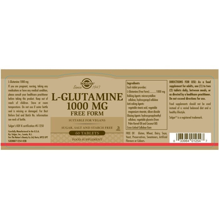 Solgar® L-Glutamine 1000 mg Tablets -Pack of 60 Solgar