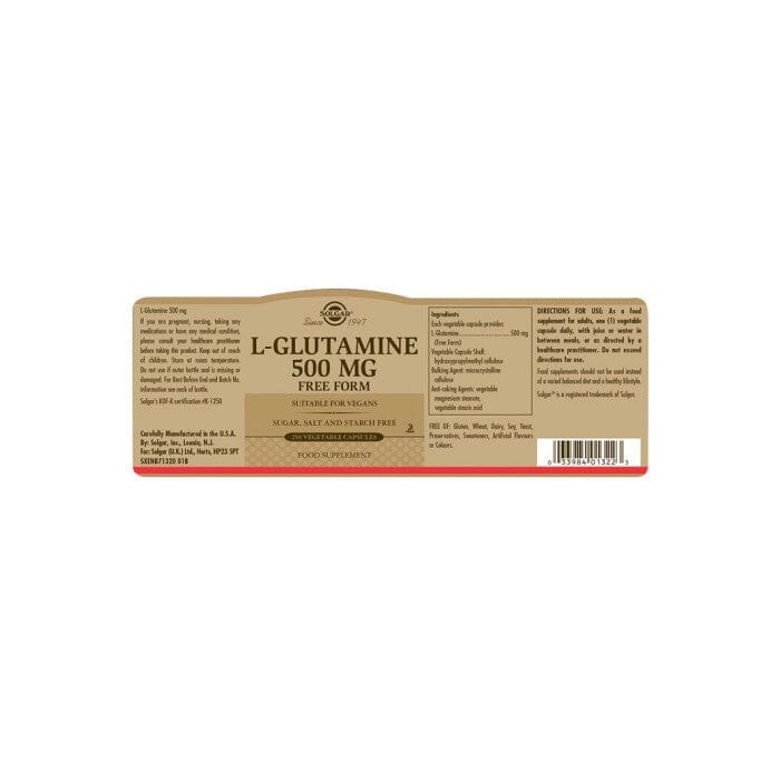 Solgar® L-Glutamine 500 mg Vegetable Capsules - Pack of 250 Solgar