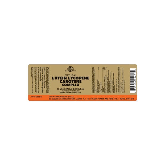 Solgar® Lutein Lycopene Carotene Complex Vegetable Capsules - Pack of 30 Solgar
