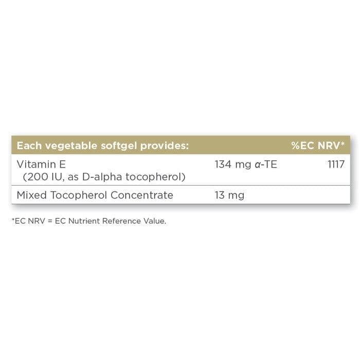 Solgar® Natural Source Vitamin E 134 mg (200 IU) Vegetable Softgels - Pack of 50 Solgar