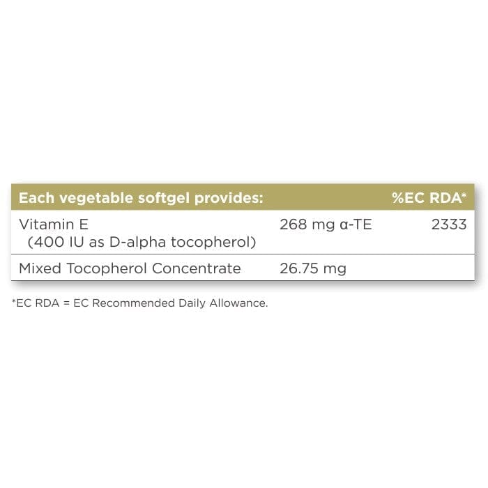 Solgar® Natural Source Vitamin E 268 mg (400 IU) Vegetable Softgels - Pack of 50 Solgar