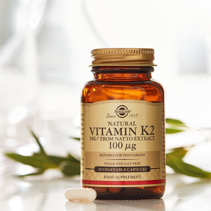 Solgar® Natural Vitamin K2 (MK-7) 100 µg Vegetable Capsules - Pack of 50 Solgar