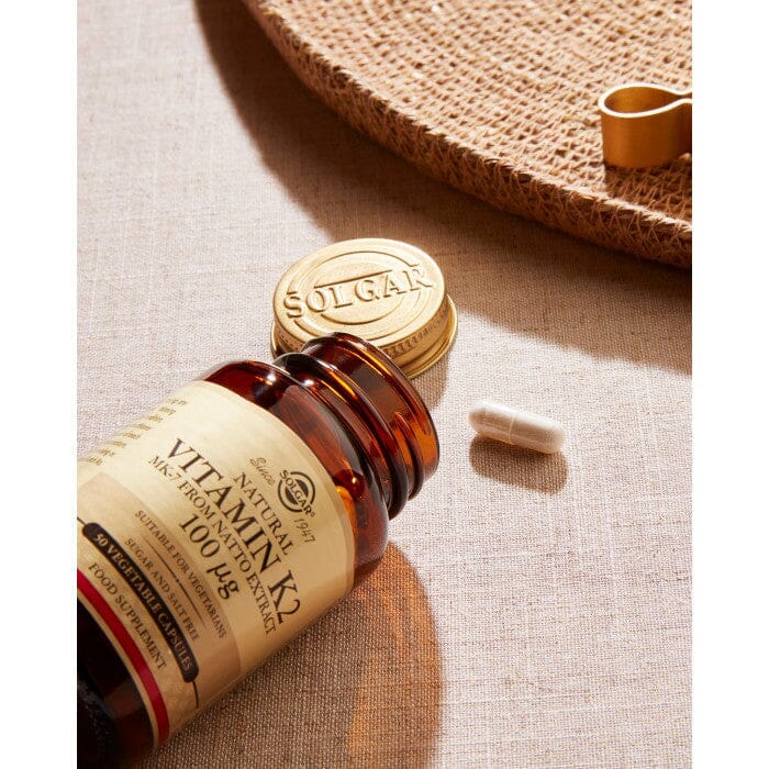 Solgar® Natural Vitamin K2 (MK-7) 100 µg Vegetable Capsules - Pack of 50 Solgar