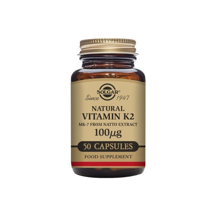 Solgar® Natural Vitamin K2 (MK-7) 100 µg Vegetable Capsules - Pack of 50 Solgar