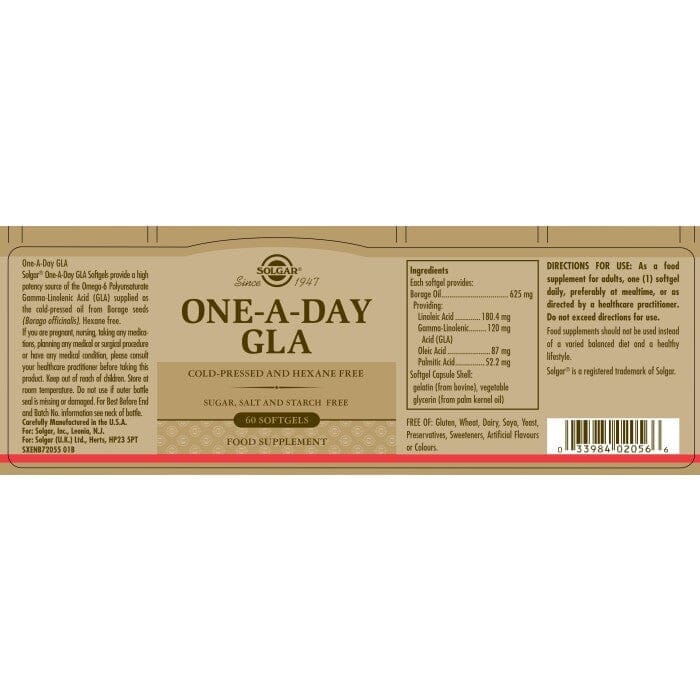 Solgar® One-A-Day GLA Softgels - Pack of 60 Solgar