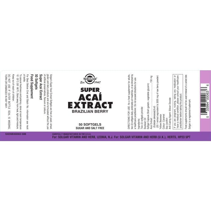Solgar® Super Acai Extract Softgels - Pack of 50 Solgar