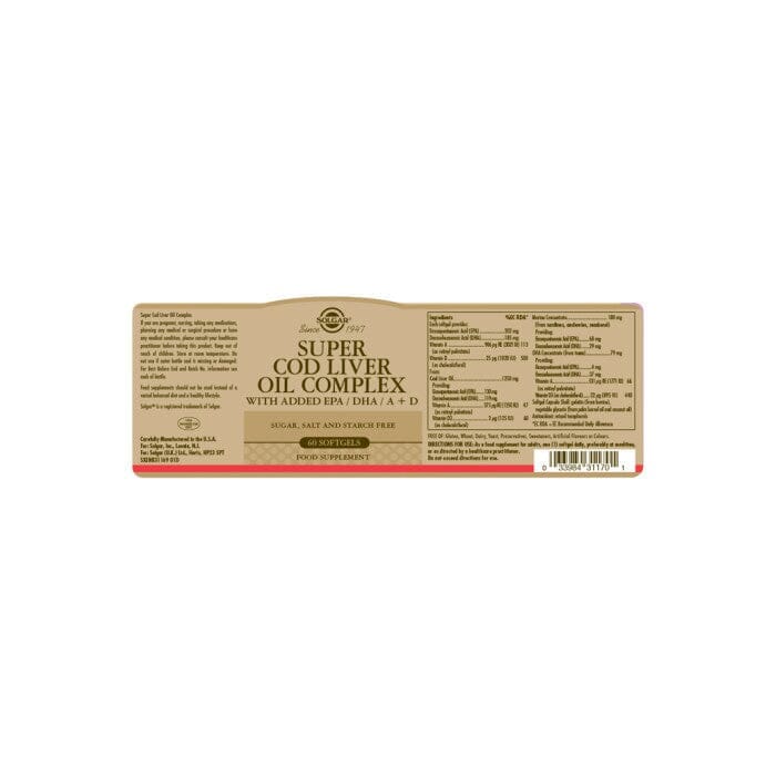 Solgar® Super Cod Liver Oil Complex Softgels - Pack of 60 Solgar