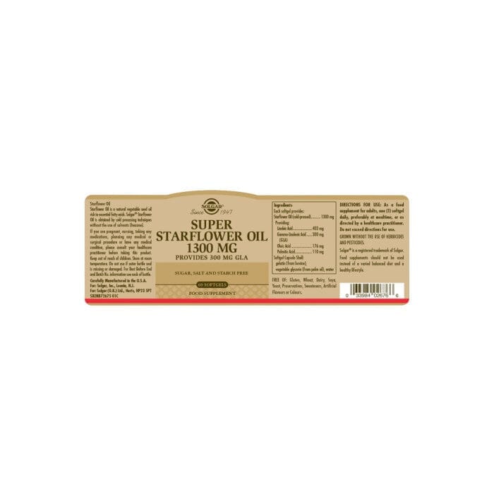 Solgar® Super Starflower Oil 1300 mg Softgels - Pack of 60 Solgar