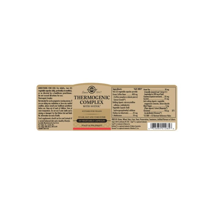 Solgar® Thermogenic Complex with Svetol Vegetable Capsules - Pack of 60 Solgar