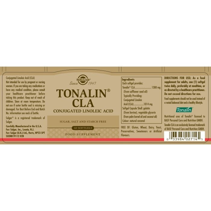 Solgar® Tonalin CLA Softgels - Pack of 60 Solgar