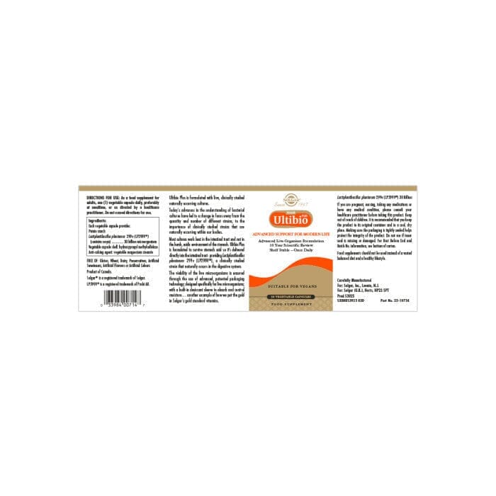 Solgar® Ultibio Plus Vegetable Capsules - Pack of 30 Solgar