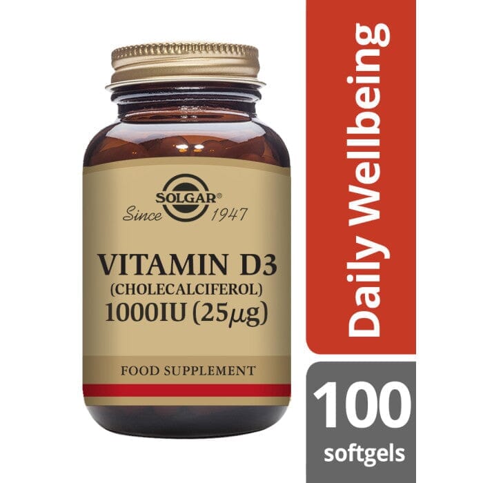 Solgar® Vitamin D3 1000 IU (25 µg) Softgels - Pack of 100 Solgar