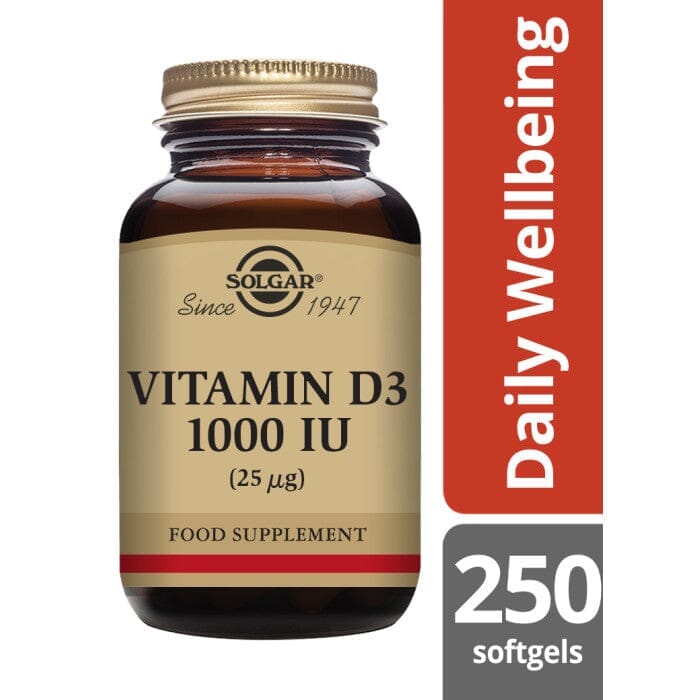Solgar® Vitamin D3 1000 IU (25 µg) Softgels - Pack of 250 Solgar